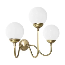 Wandlampe 3-flammig E14 Glas Echt-Messing B: 39 cm