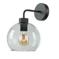 Wandlampe Glas Kugel Schirm Grau Schwarz KANZENE
