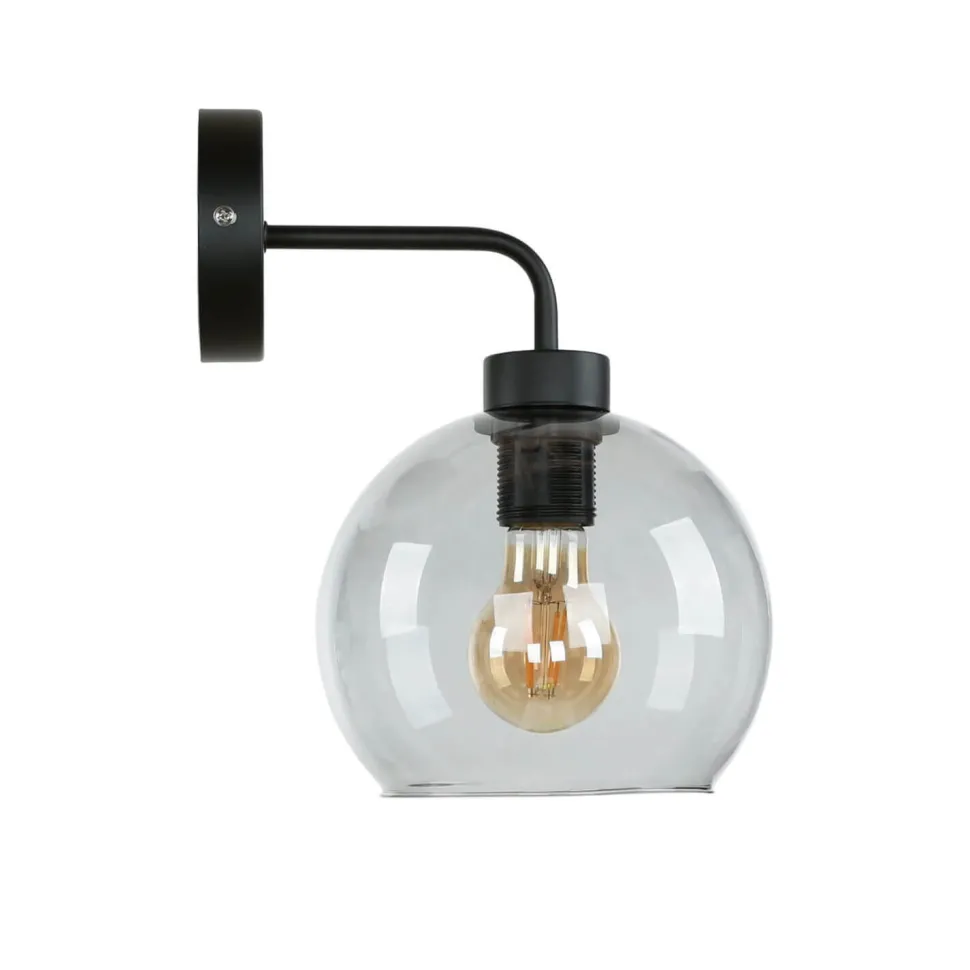 Wandlampe Glas Kugel Schirm Grau Schwarz KANZENE