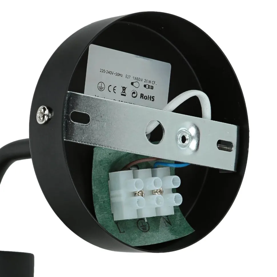 Wandlampe Glas Kugel Schirm Grau Schwarz KANZENE