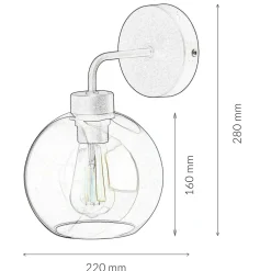 Wandlampe Glas Kugel Schirm Grau Schwarz KANZENE