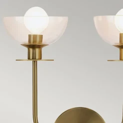 Wandlampe Glas Metall B: 30,5 cm in Gold 2x E14