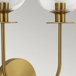 Wandlampe Glas Metall B: 30,5 cm in Gold 2x E14