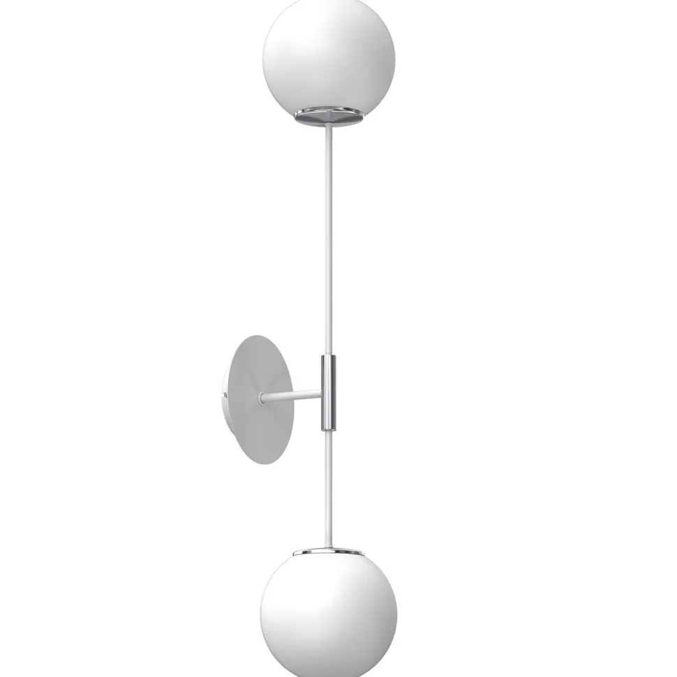 Wandlampe Glas Metall Chrom Weiß H:80 cm E27 Kugeln