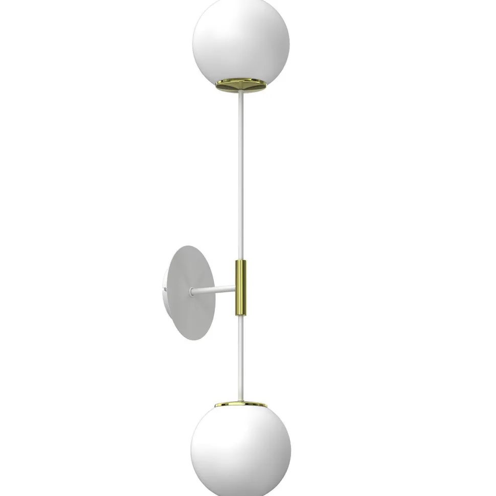 Wandlampe Glas Metall in Weiß Gold H:80 cm E27 Kugeln