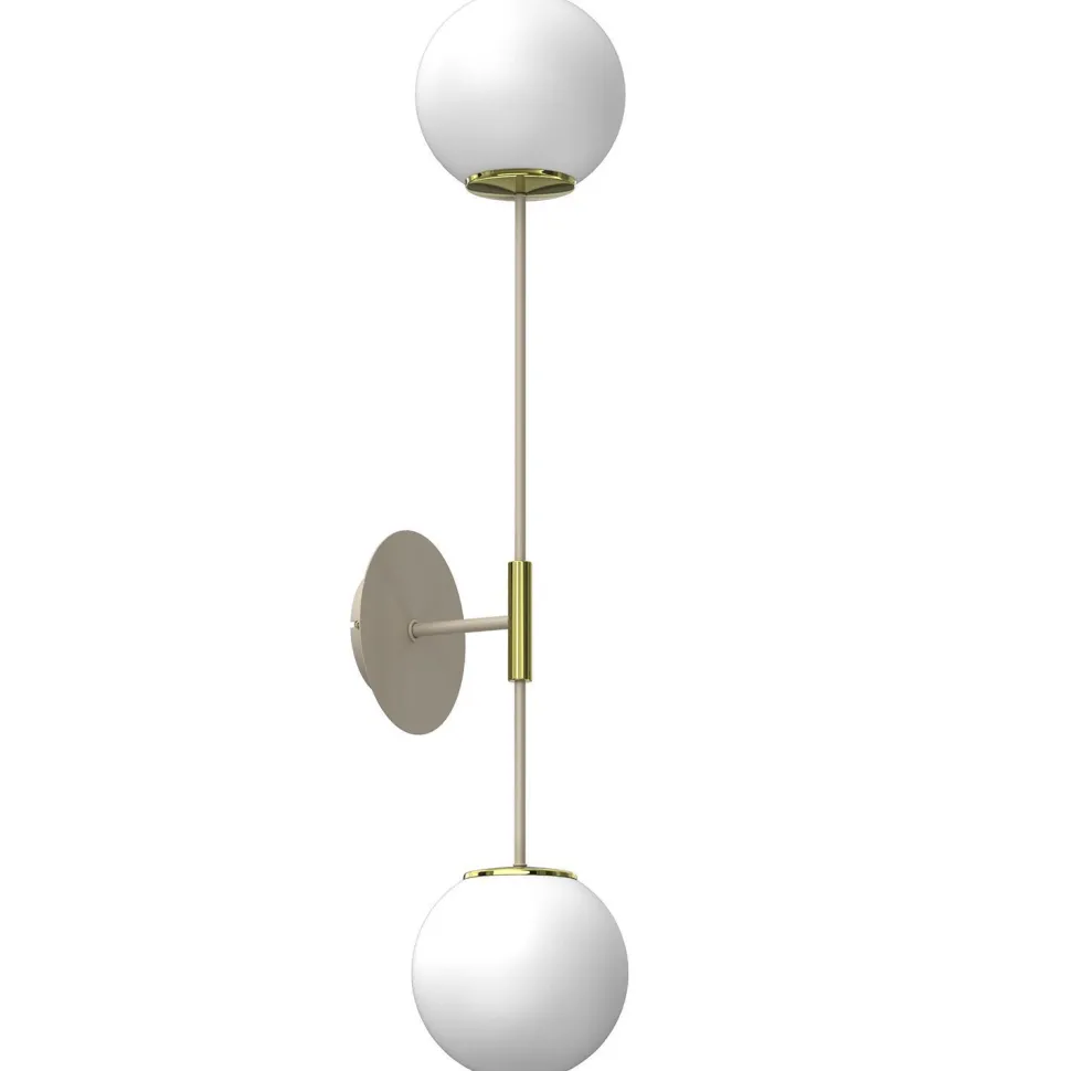 Wandlampe Glas Metall in Beige Gold H:80 cm E27 Kugeln