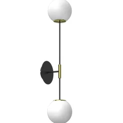 Wandlampe Glas Metall Schwarz Weiß Gold H:80 cm Kugeln