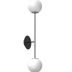 Wandlampe Glas Metall Schwarz Weiß Chrom H:80 cm Kugeln