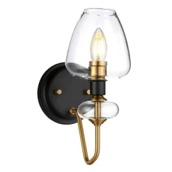 Wandlampe Glasschirm in Schwarz Messing E14 MAIYA