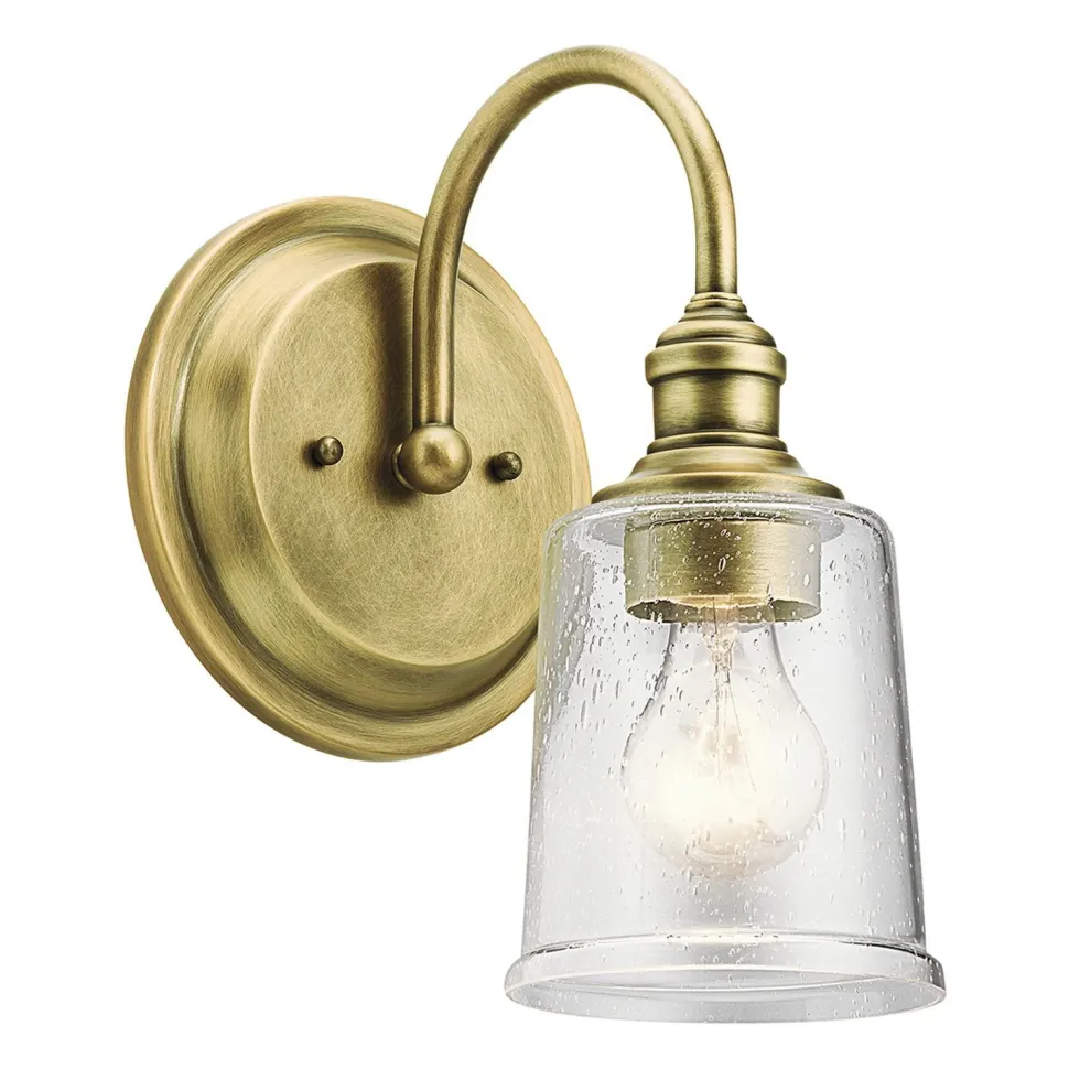 Wandlampe Glasschirm Metall Jugendstil in Messing LIODA