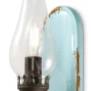 Wandlampe Handarbeit Glas H: 33 cm Hellblau Shabby Antik