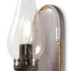 Wandlampe Handarbeit Glas H: 33 cm Taupe Shabby Antik E14