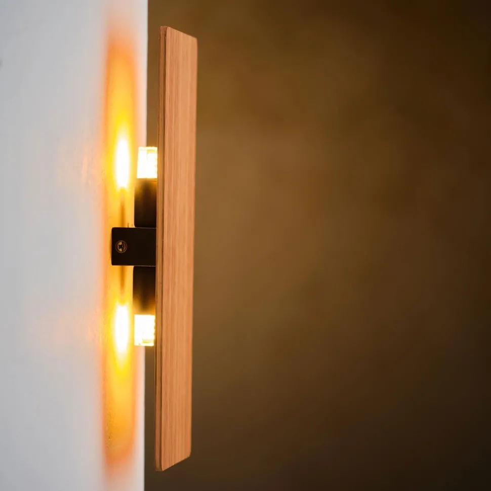 Wandlampe Holz eckig 35 cm flach Modern indirektes Licht
