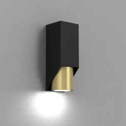 Wandlampe in Schwarz Messing GU10 stilvoll akzentuiert