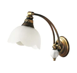 Wandlampe in Weiß Messing Glas TOBSYN Wandleuchte