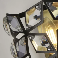 Wandlampe innen Kristall H: 18 cm E14 in Messing Schwarz