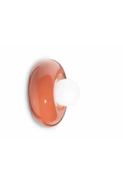 Wandlampe Keramik Glas Ø 25 cm rund Orange Weiß