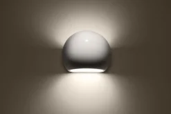 Wandlampe Keramik rund B: 17 cm klein Weiß E27 Up Down