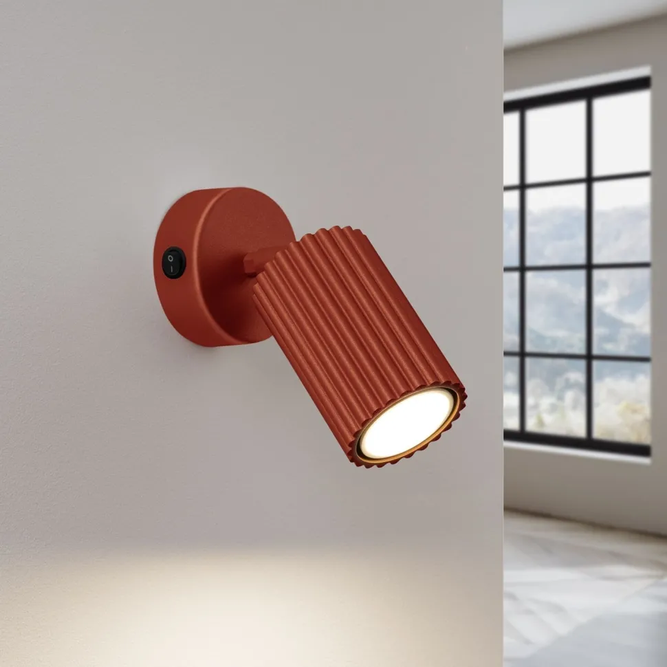 Wandlampe klein B: 8 cm Rot schwenkbar aus Aluminium GU10
