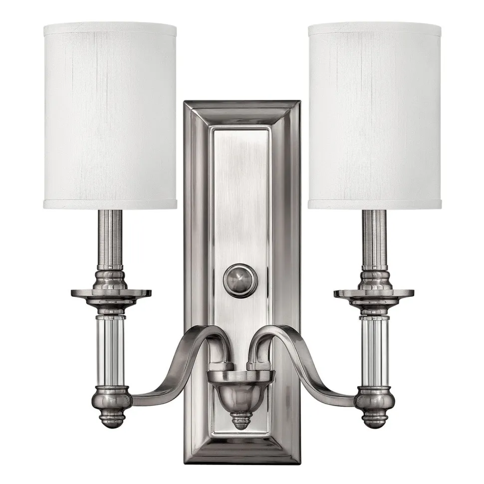 Wandlampe LUANA in Nickel B:39cm 2-flmg Lampe