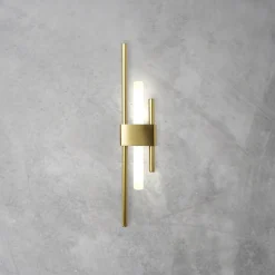 Wandlampe Messing massiv H: 50,5 cm Art Déco für S14d