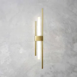 Wandlampe Messing massiv 70,5 cm hoch für S14d Art Déco