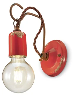 Wandlampe Metall 18 cm hoch Rot Shabby Antik E27 ARASI