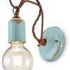 Wandlampe Metall 18 cm hoch Hellblau Shabby Antik E27