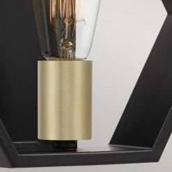 Wandlampe Metall B: 25,4 cm in Schwarz Gold Modern