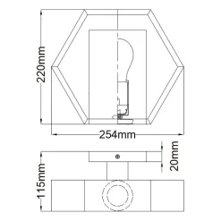Wandlampe Metall B: 25,4 cm in Schwarz Gold Modern