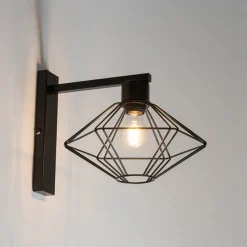 Wandlampe Metall Draht Schwarz E27 T:35 cm dekorativ