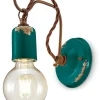 Wandlampe Metall E27 18 cm hoch Petrol Shabby Antik