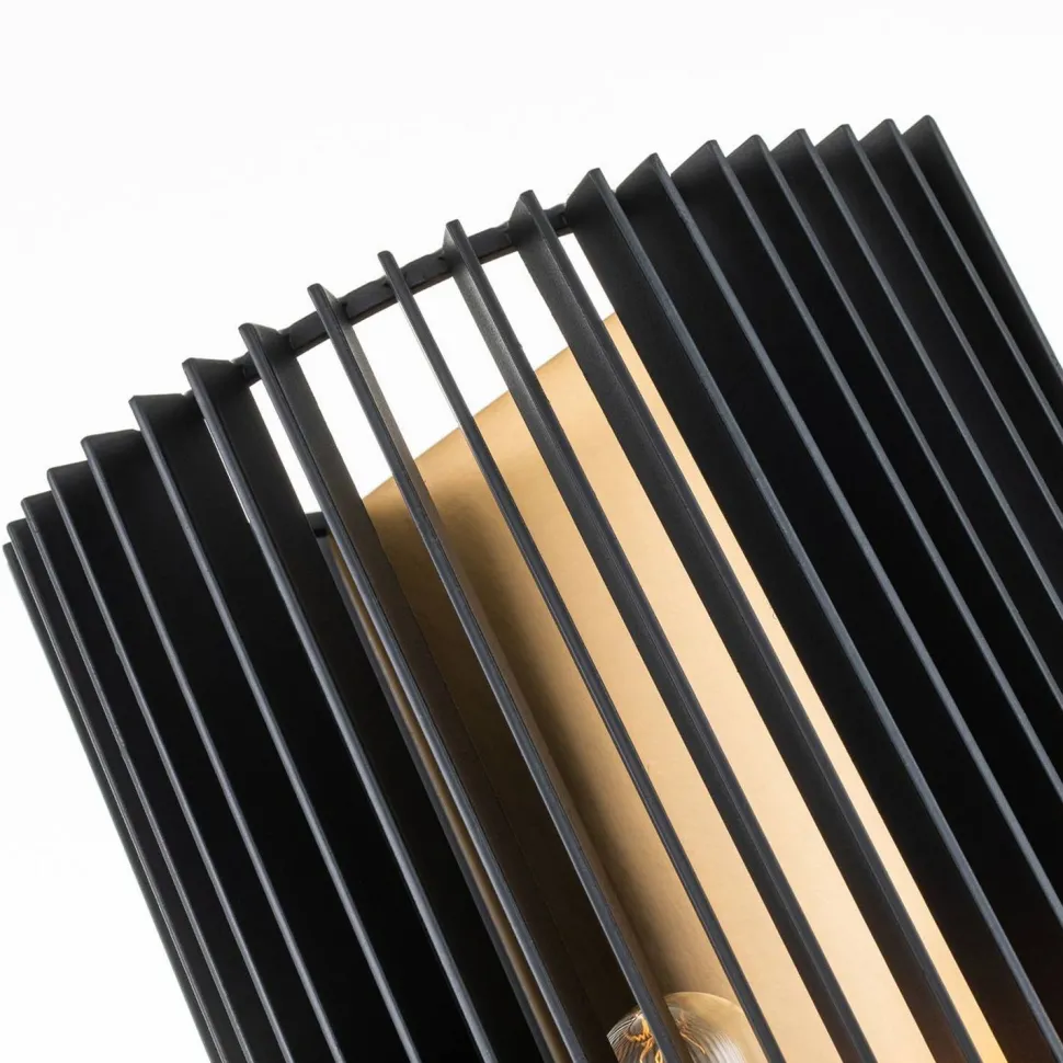 Wandlampe Metall E27 H: 43,2 cm in Messing Schwarz