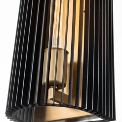 Wandlampe Metall E27 H: 43,2 cm in Messing Schwarz