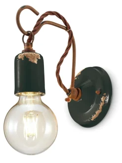 Wandlampe Metall E27 H: 18 cm Schwarz Shabby Antik