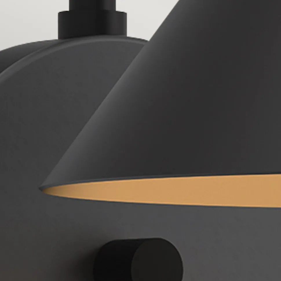 Wandlampe Metall E27 H: 21,3 cm mit Schalter Dimmer Schwarz