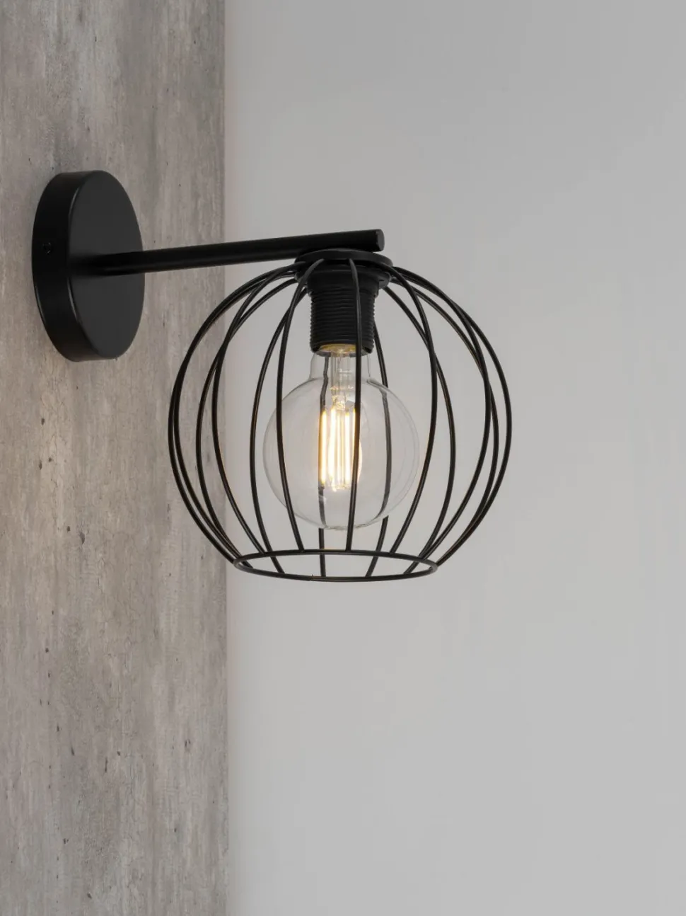 Wandlampe Metall E27 Schwarz Kugel Schirm RASHA