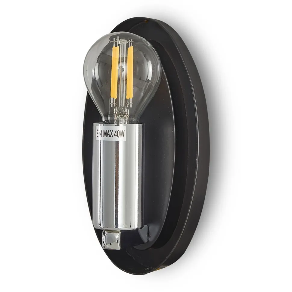 Wandlampe Metall Glas 27,5 cm hoch Chrom glänzend E14