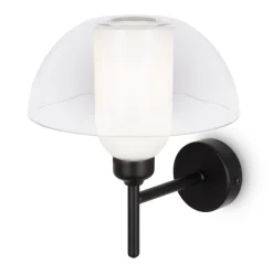 Wandlampe Metall Glas 24,4 cm hoch Schwarz Weiß E14