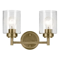 Wandlampe Metall Glas 32,6 cm breit in Messing E27 2-flammig