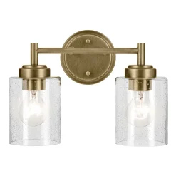 Wandlampe Metall Glas 32,6 cm breit in Messing E27 2-flammig