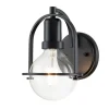 Wandlampe Metall Glas E27 23,3 cm hoch Schwarz Vintage