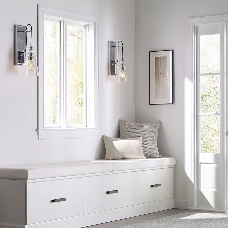 Wandlampe Metall Glas E27 44,1 cm hoch Chrom GREDA