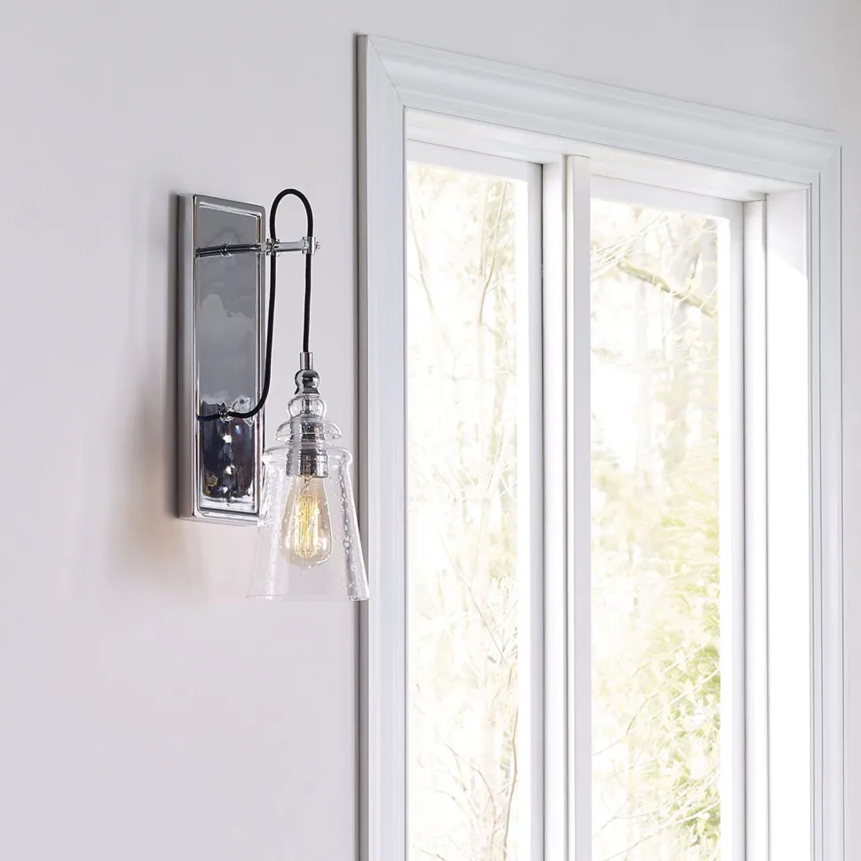 Wandlampe Metall Glas E27 44,1 cm hoch Chrom GREDA