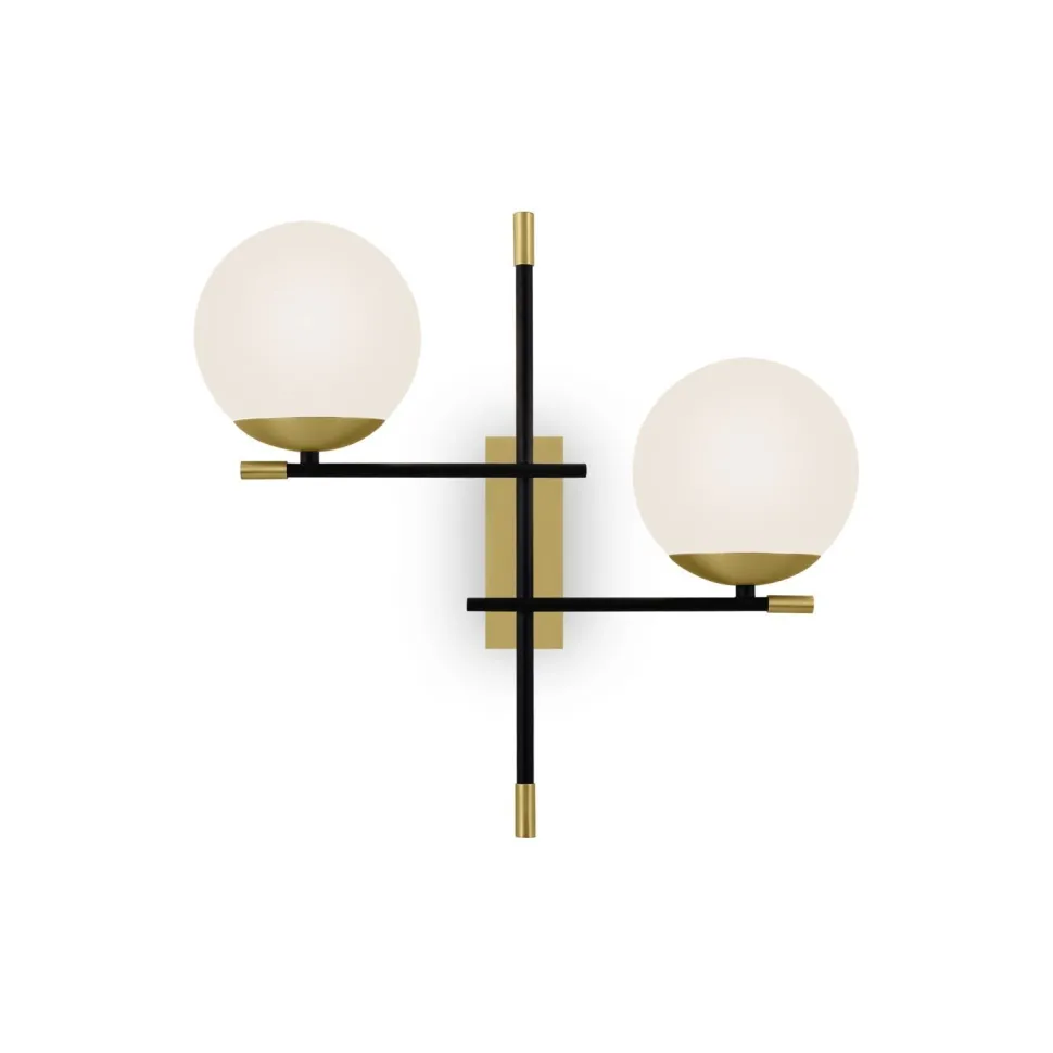 Wandlampe Metall Glas E14 44 cm breit 2-flammig Modern