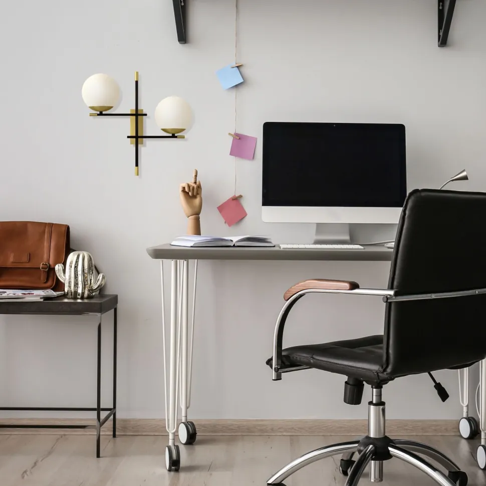 Wandlampe Metall Glas E14 44 cm breit 2-flammig Modern