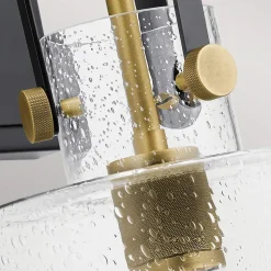 Wandlampe Metall Glas E27 H: 42,1 cm in Messing Vintage