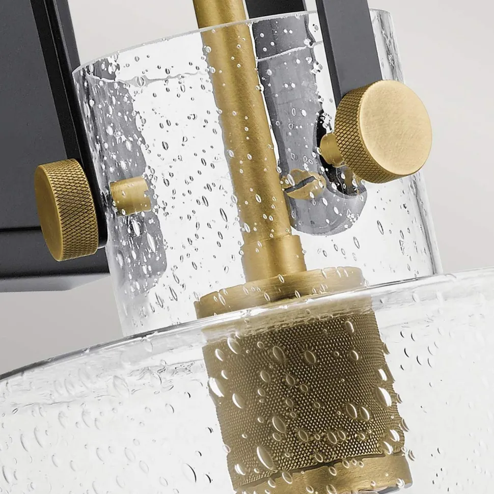 Wandlampe Metall Glas E27 H: 42,1 cm in Messing Vintage