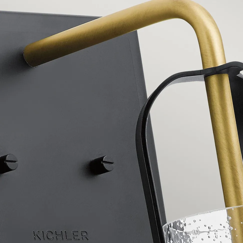 Wandlampe Metall Glas E27 H: 42,1 cm in Messing Vintage