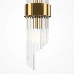 Wandlampe Metall Glas E14 H: 46,2 cm in Gold 2-flammig